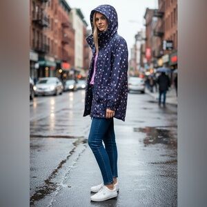 Cabi Rainy Day Jacket Reflective Floral Rain Coat Jacket